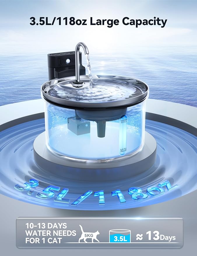 Wireless Cat Water Fountain FEELNEEDY 4000mAh Battery Operated Cat Fountain - Image 5
