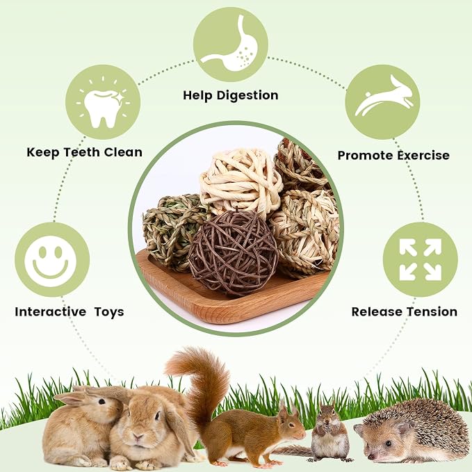 VESPRO Bunny Chew Grass Balls, Rolling Chew Toys - Image 4