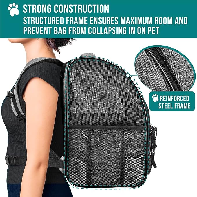PetAmi Dog Backpack Carrier for Small Large Cat, Ventilated Pet Hiking Backpack - Image 6