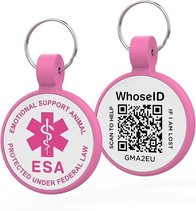 ESA Dog Tag, QR Code Dog Tag, Modifiable Free Pet Online Profile, Scannable QR by WhoseID