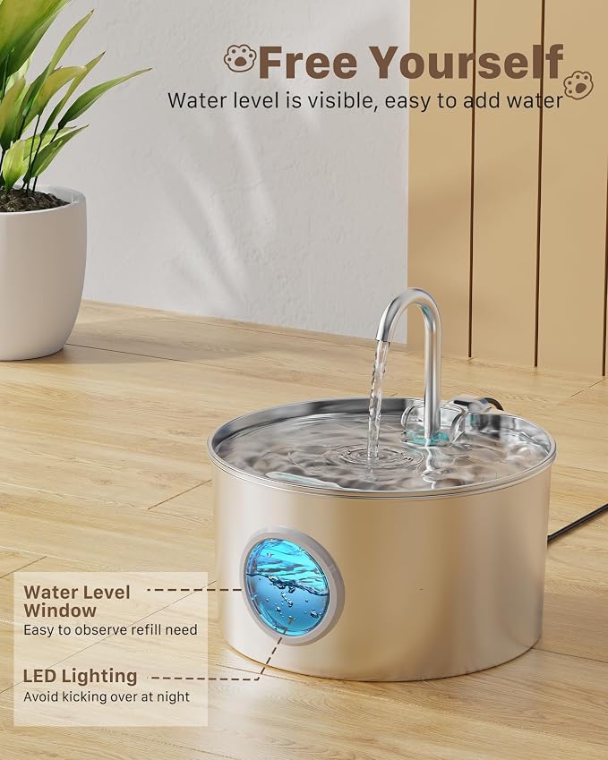 Cat Water Fountain Stainless Steel: 74oz/2.2L Cat Fountain - Image 4