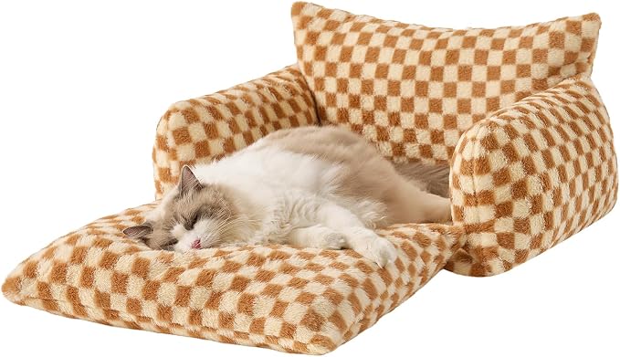 Hollypet Cat Bed Fluffy Plush Mutifuctional Double-Layer Soft Pet Couch - Image 2