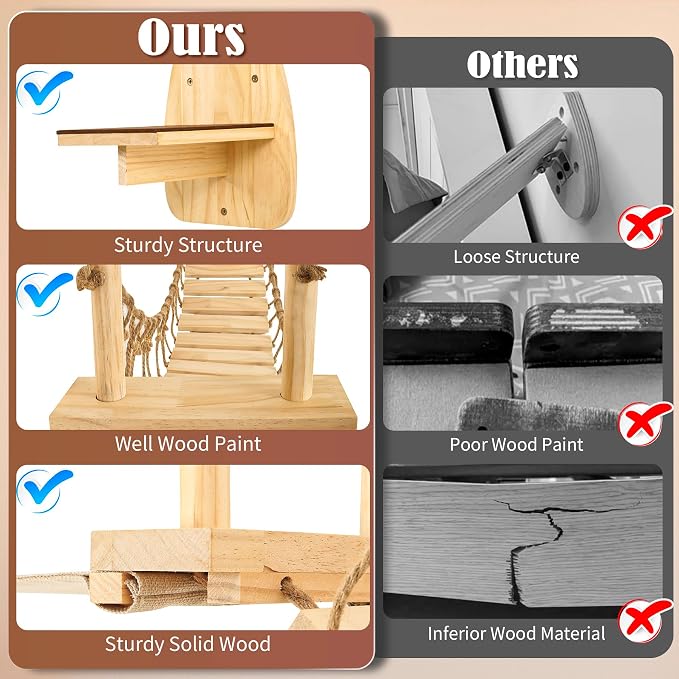 Calmbee Cat Wall Shelves, Cat Wall Furniture 70" Cat Bridge Wall Mount Cat - Image 8