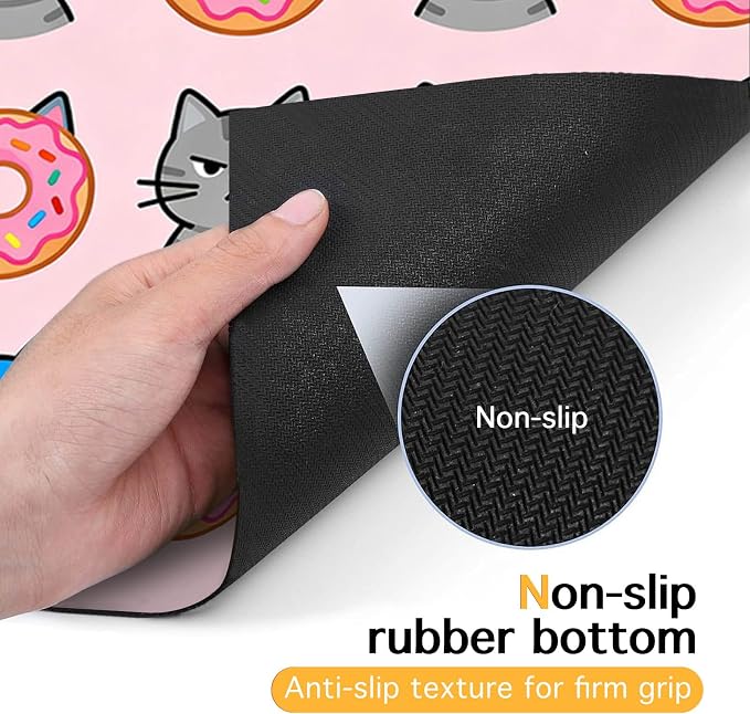 Cat Feeding Mat 24x16 inch Donut Cat Print Pet Bowl Placemat Non Slip Floor Mat - Image 7