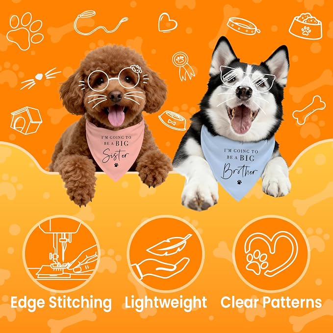 2 Pack Dog Bandanas for Pregnancy Announcement, I'm Going to Be A Big Brother - Image 2