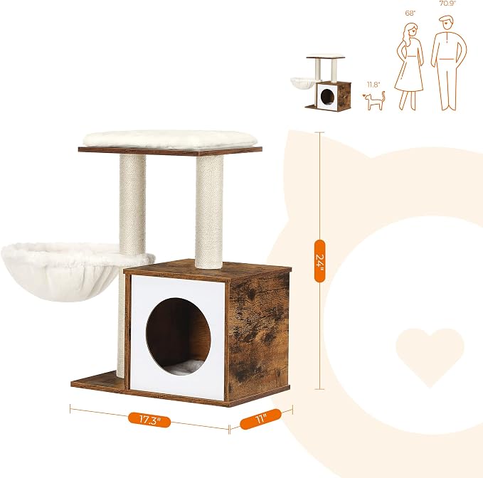 FEANDREA Small Cat Tree for Kittens, Modern Cat Tower for Indoor Cats, Cat Condo - Image 6