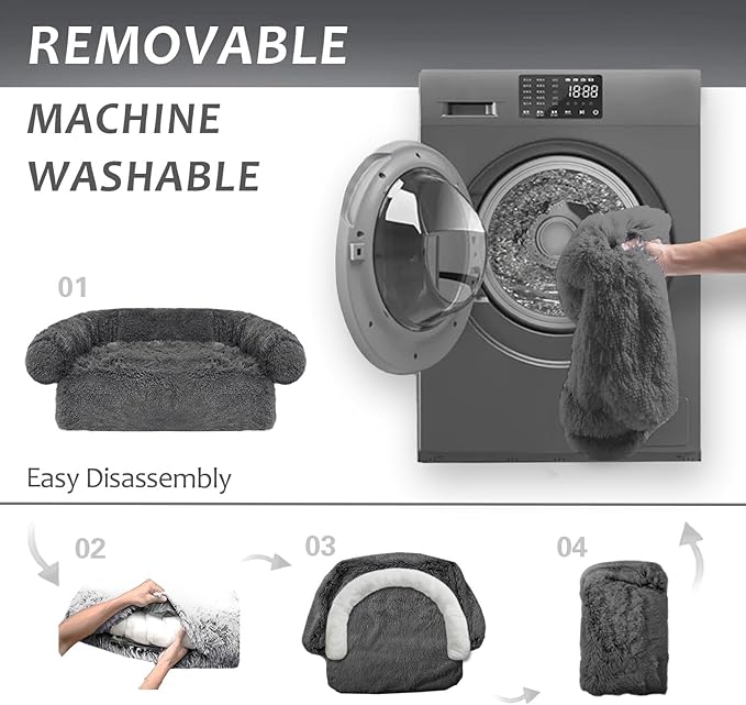 Calming Dogs/Cats Bed Mats, Dog Pad Washable Removable Couch Cover, Plush Long - Image 5
