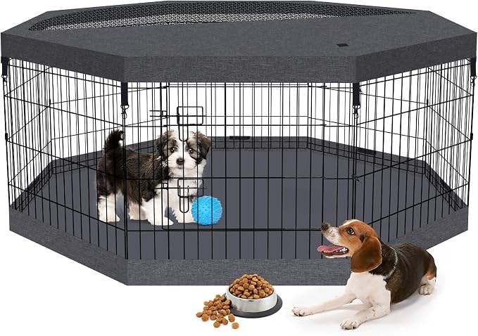 Foldable Metal Wire Dog Pen Pet Playpen Dog Fence Indoor Exercise Pen Enclosure by Peekaboo