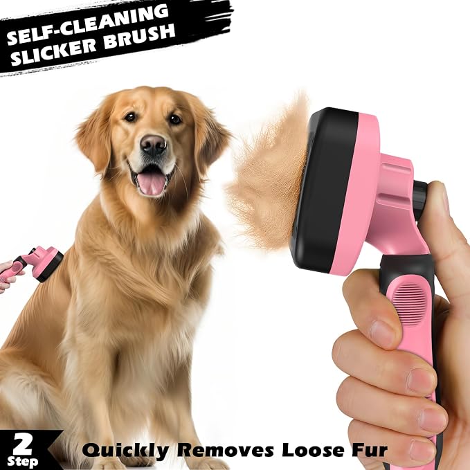 3PCS Self Cleaning Slicker Brush & Pet Grooming Rake & Flea Comb - Image 4
