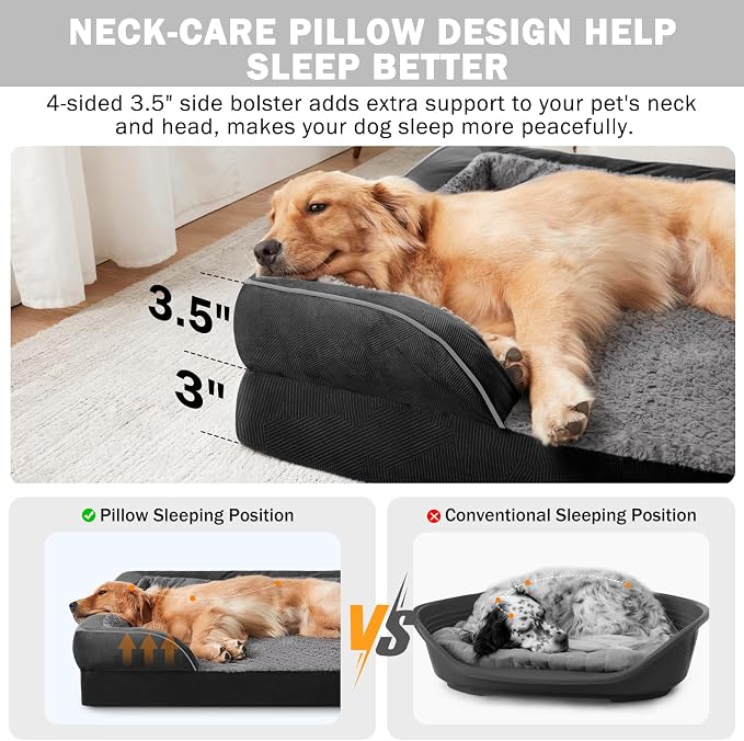 INVENHO Orthopedic Dog Bed for Extra Large Dogs, XXL Egg-Crate Foam Dog Couch - Image 5