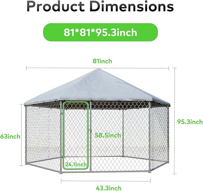 6.8x6.8 FT Large Outdoor Dog Kennel Outside - Image 6