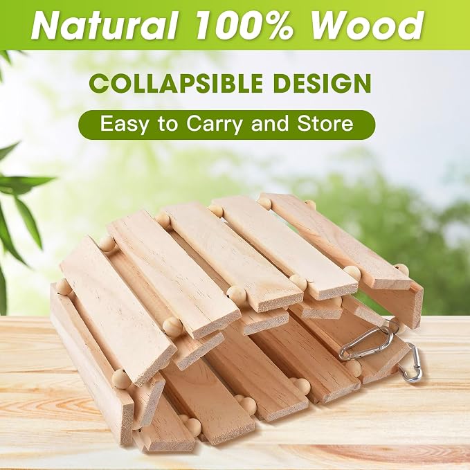 Jorewood Chicken Coop Toy Natural Wooden Chicken Swing & Bridge Toys - Image 4