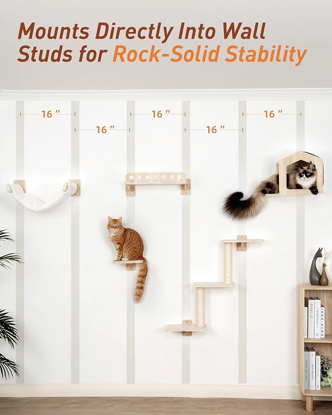Cat Wall Shelves for Large Cats, 5-in-1 Cat Wall Furniture - Image 4
