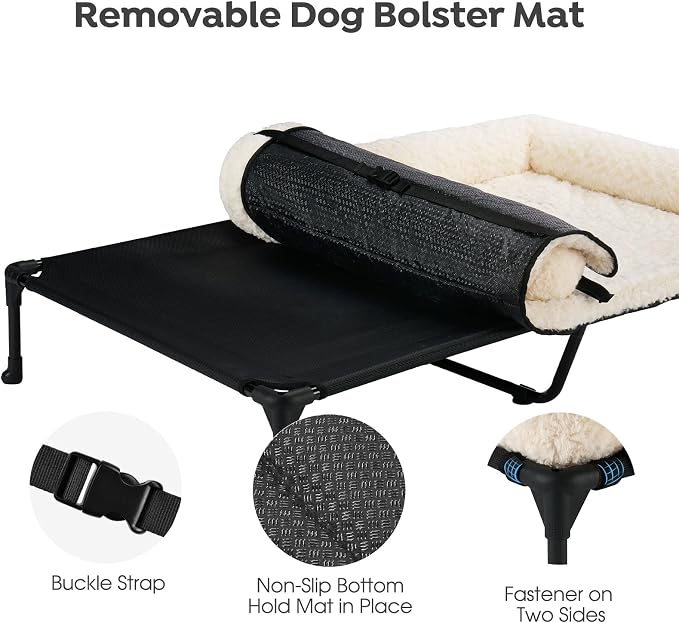 Veehoo Orthopedic Elevated Dog Bed Add Removable Deluxe Rose Plush Bolster - Image 3