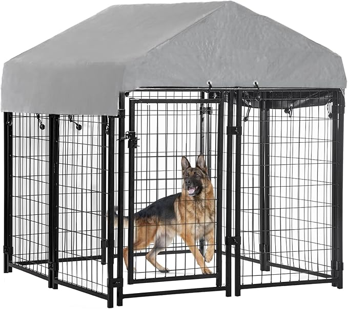 Welded Wire Dog Kennel Heavy Duty Playpen Included a Roof & Water-Resistant by BestPet
