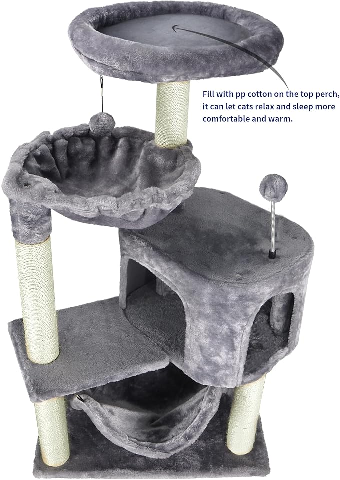YUNIQUE Cat Tree with Cat Condo and Big Hammock - Image 4