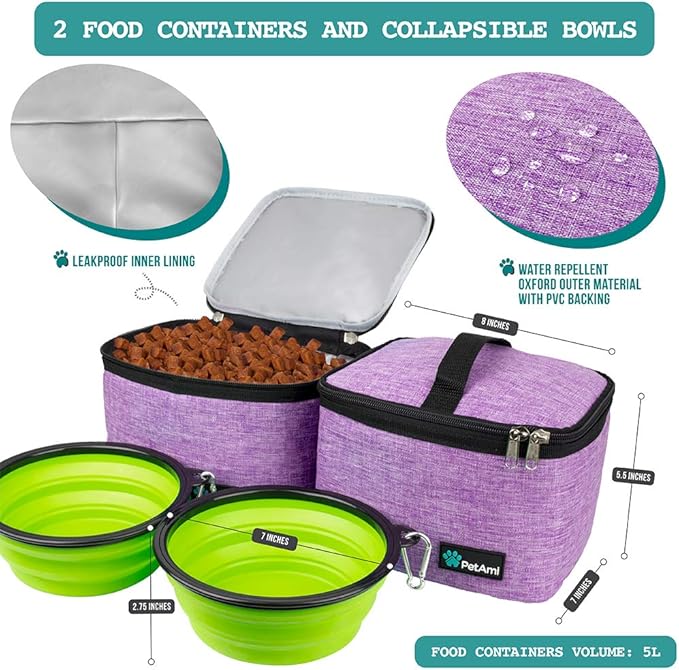 PetAmi Dog Travel Bag, Travel Pet Bag Organizer, Dog Food Travel Bag - Image 3