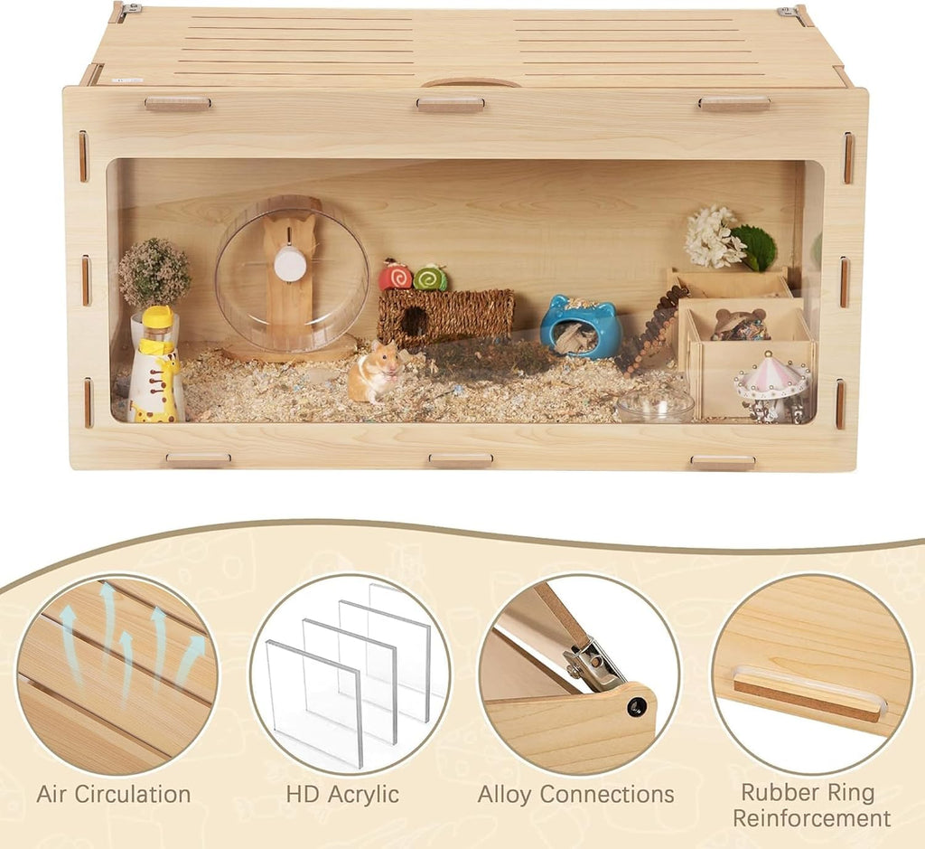 COZIWOW Wooden Hamster Cage, 32x16x16 Inch - GlobalHabitat Supply