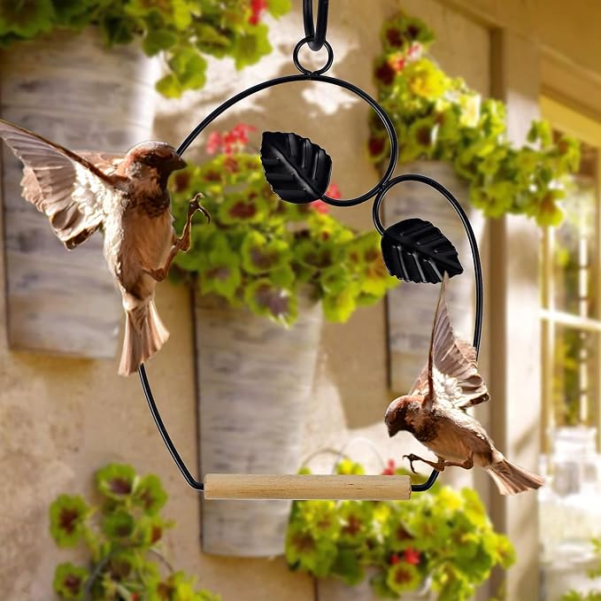 winemana Set of 3 Hummingbird Swings, Rust Resistant Metal Frame, Wooden Dowel - Image 5