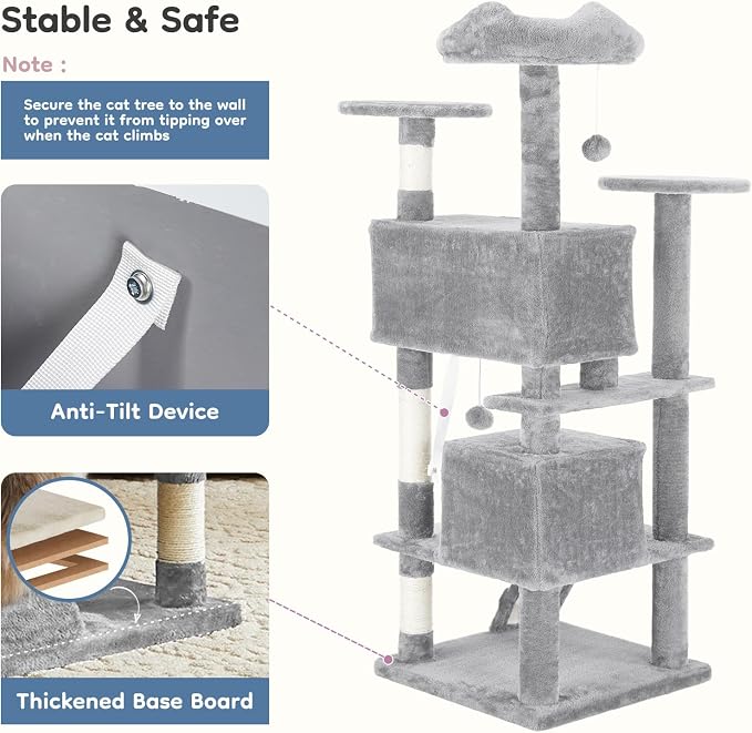 DUMOS 54-inch Indoor Cat Tree Tower –Multi-Level Pet House - Image 7