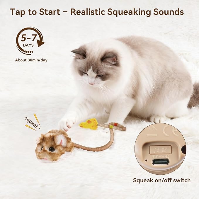 Migipaws Interactive MigiMouse Cat Toy 360° Rolling & Spin - Image 3