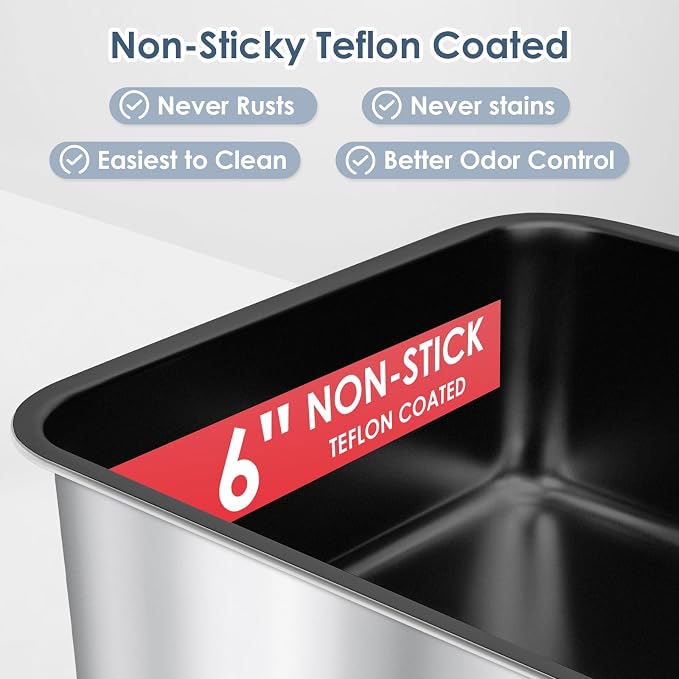Non-Sticky Coated Stainless Steel Cat Litter Box - Image 2