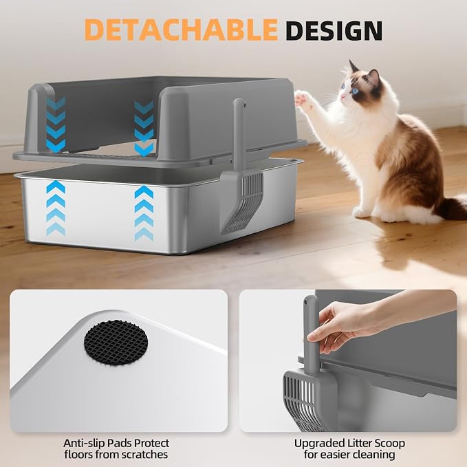 Enclosed Stainless Steel Cat Litter Box - Image 6