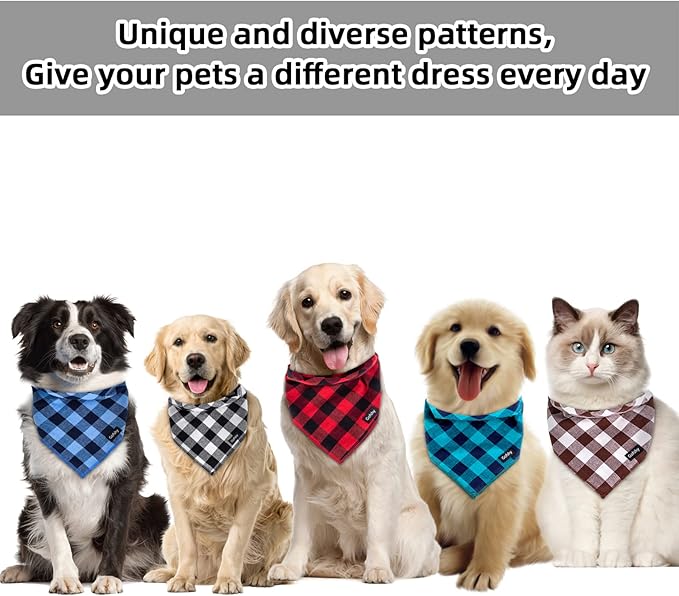Buffalo Plaid Dog Bandanas Fall Christmas Classic 6PCS Dog Gifts Red Blue Green - Image 7
