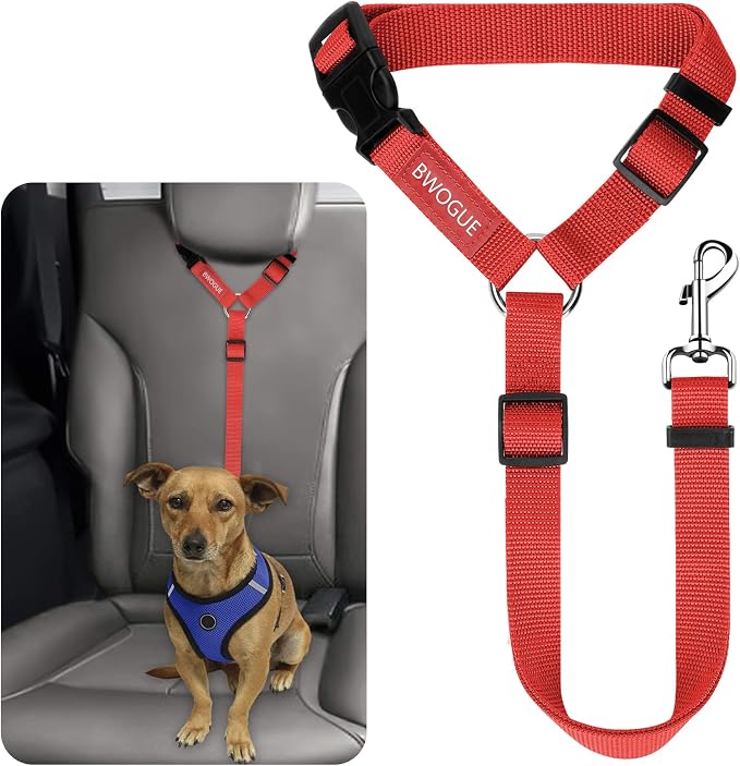 BWOGUE Pet Dog Cat Seat Belts, Car Headrest Restraint Adjustable Safety Leads by BWOGUEPetHome