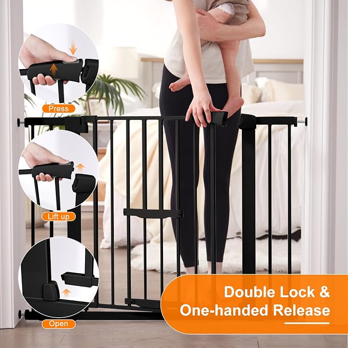 FURTIME 29"-41" Baby Gate with Cat Door Adjustable, Auto Close Dog Gate - Image 4