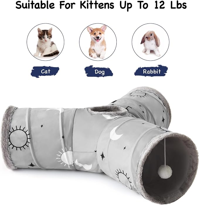Tempcore Pet Cat Tunnel Tube Cat Toys 3 Way Collapsible, Cat Tunnels - Image 6
