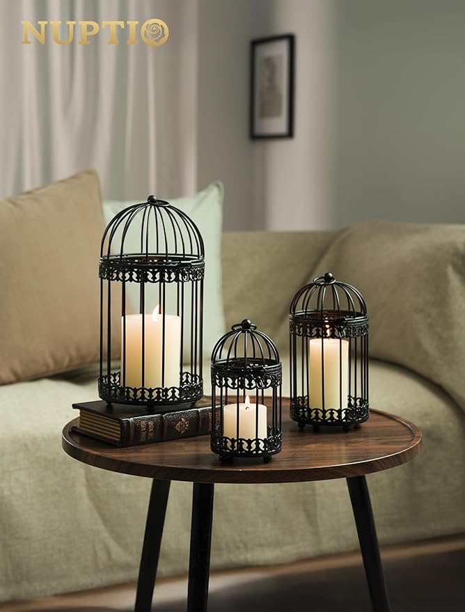 NUPTIO Black Decorative Bird Cage: Birdcage Hanging Lantern - Image 2