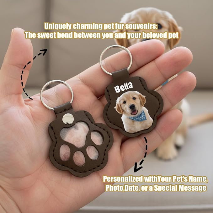 Personalized Dog Hair Keychain Pet Fur Keepsake Pet Memorial Cute Storage - Image 5