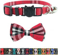 Cat Collar Breakaway with Bell and Bow Tie, Plaid Design Adjustable Safety by Ximipet