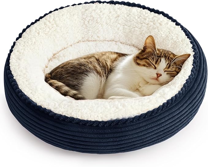 Love's cabin Round Donut Cat and Dog Cushion Bed, 20in Pet Bed by Lovescabin