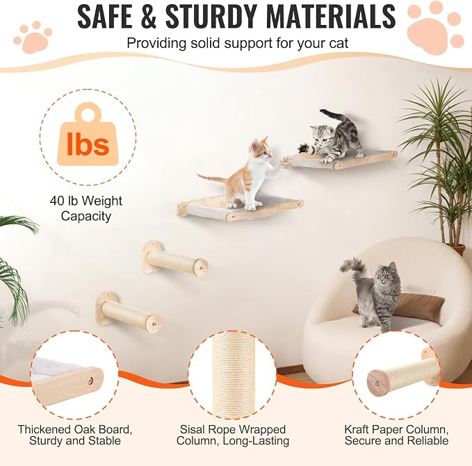 VEVOR Wall Mounted Cat Shelves, Perches - Image 3