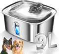 Dog Water Fountain for Large Dogs, 9L/2.4Gal Stainless Steel Dog Fountain by MAILOFY