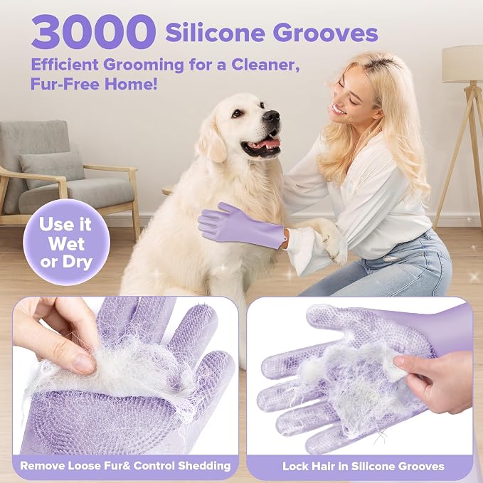 6PCS Pet Grooming Kit for Dogs, Cats and Horses | Dog Washing Gloves | Dog Bath - Image 3