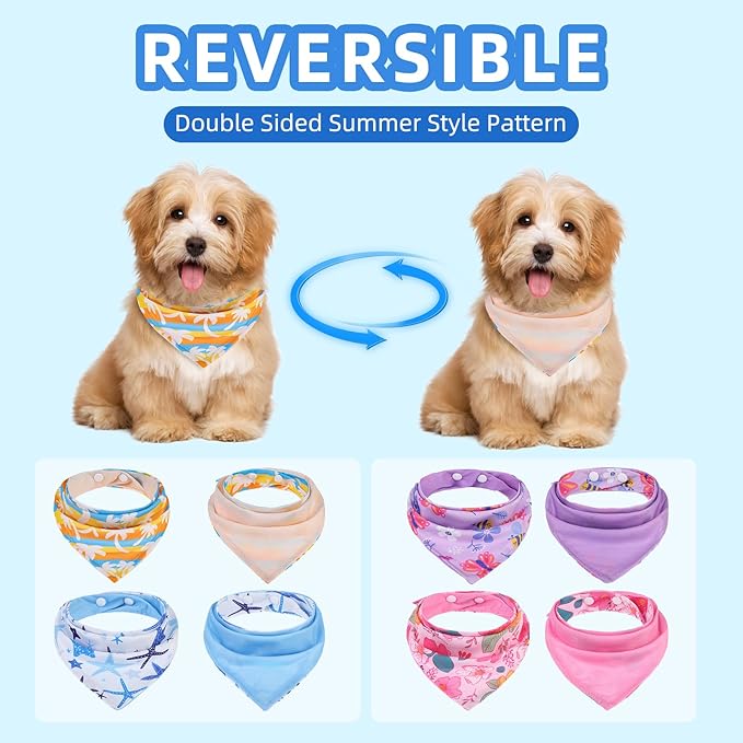 PAWCHIE Dog Cooling Bandana Small, 4 Packs Ice Cool Pet Triangle Scarf Bibs - Image 3