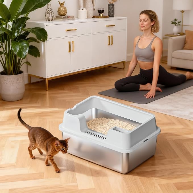Stainless Steel Litter Box, XL Enclosed Cat Litter Boxes - Image 8