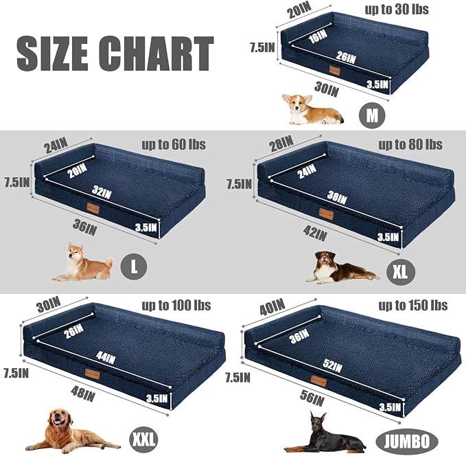 Patas Lague Orthopedic XL Dog Bed Large Sized Dog 48''X30'', Waterproof L - Image 6