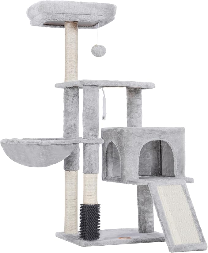 Heybly Cat Tree with Cat Self Groomer Brush, Cat Tower Condo - Image 7