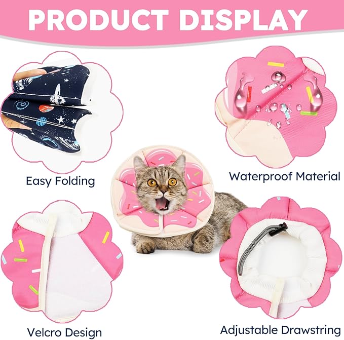 Cat Cone Collar Soft, Waterproof Cat Recovery Collar After Surgery, Adjustable - Image 2