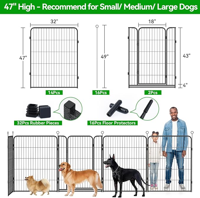 Dog Playpen Outdoor Extra Wide 16 Piece Panels Heavy Duty Dog Fence 47" Height - Image 3