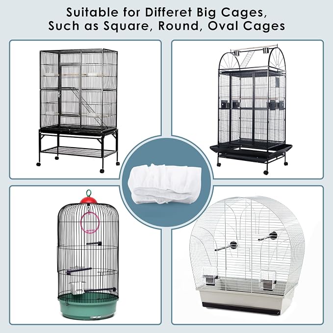 Bissap Bird Cage Seed Catcher, 90-118‘’ Universal Birdcage Net Nylon 31.8'' H - Image 7