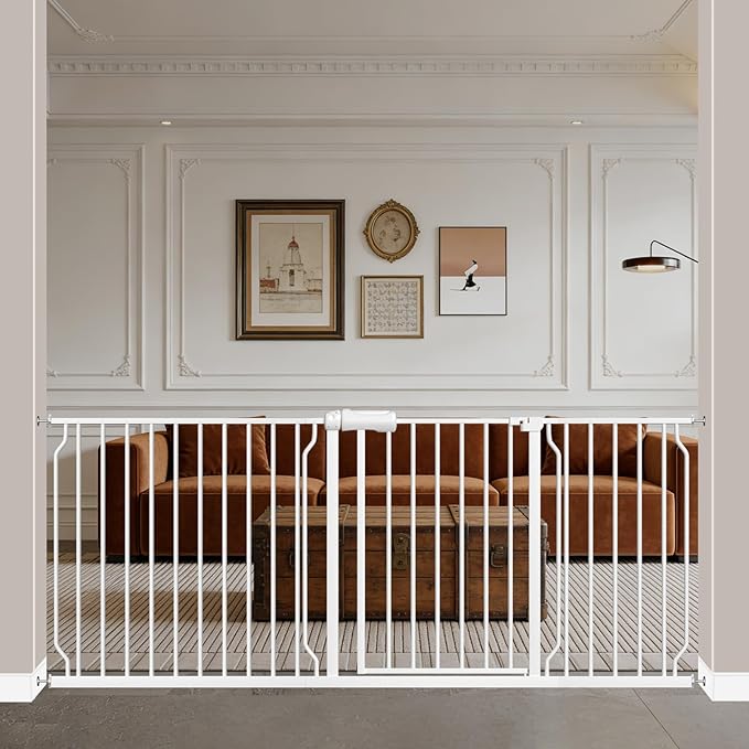 WAOWAO Baby Gate 71.65-76.35" Extra Wide Pressure Mounted Walk Through Swing by WAOWAOBABYSAFETYPRODUCTS