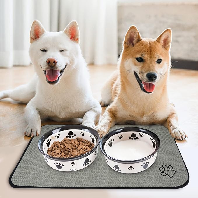 SINLAND Microfiber Pet Bowl Mat Dog Cats Feeding Mats - Image 6