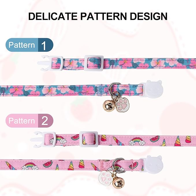 Unique Style Paws Pink Cat Collar, Breakaway Cat Collar - Image 4