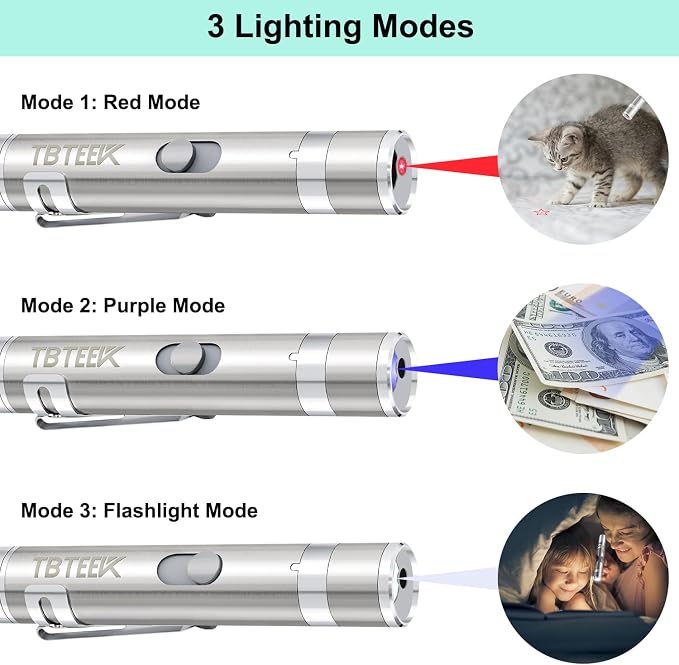 TBTeek Cat Toys, Rechargeable, 3 Light Modes & 5 Adjustable Patterns, Portable - Image 4