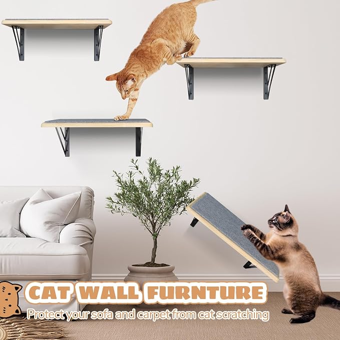 Burlywood Cat Furniture Indoor Set of 2: Wood Shelves - Image 2